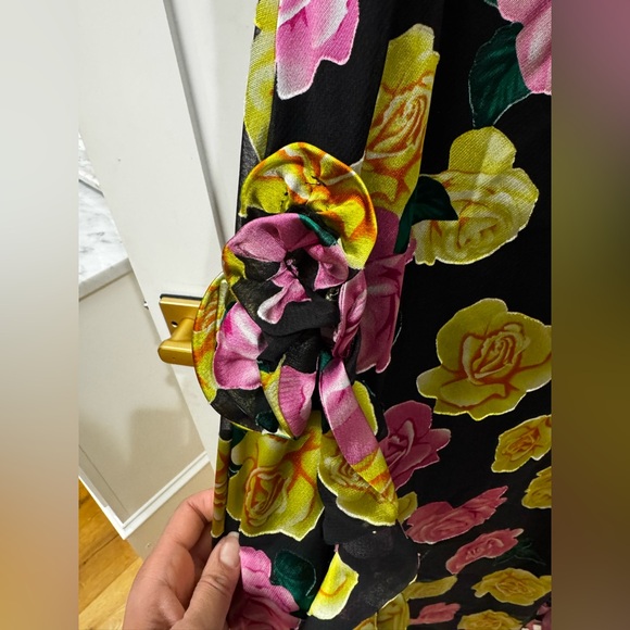 For Love And Lemons Strapless Black Dress with Pink and Yellow Floral - Picture 6 of 9